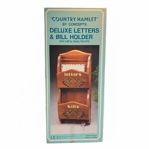 NOS Vintage Wooden Letters Bills Key Organizer New Old Stock
